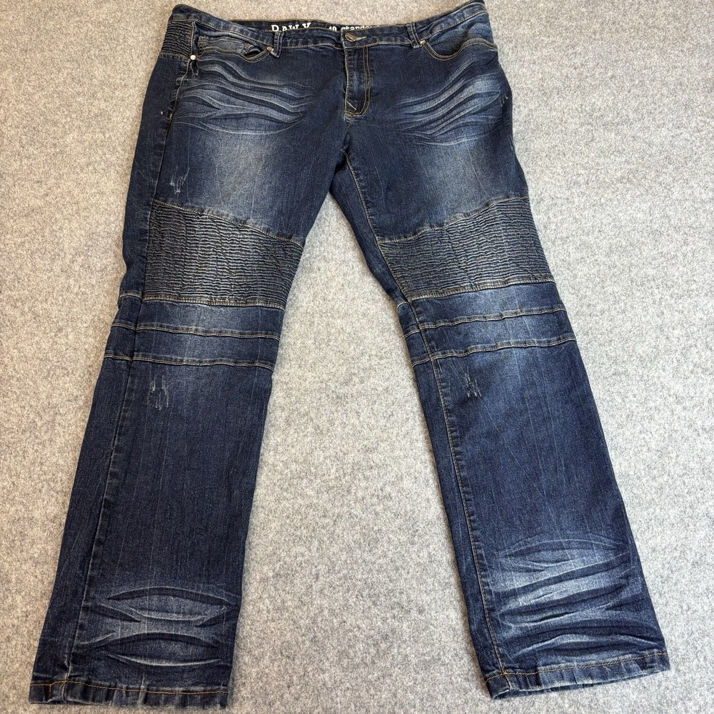 RAW X Jeans Mens‎ 40x30 Streetwear Skater Distressed Urban Dark Wash Blue Denim